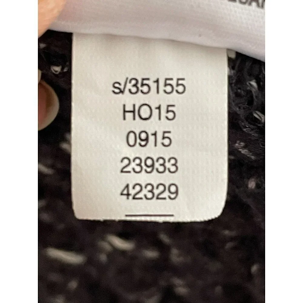 STYLE & CO WOMENS BLACK WHITE FUZZY OPEN FRONT CARDIGAN SIZE M